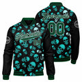 Chaqueta universitaria personalizada estilo Letterman para hombres-mujeres y jóvenes-color verde oscuro