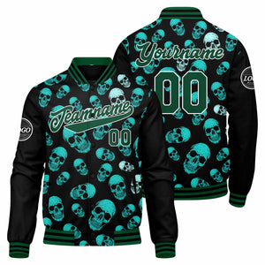 Chaqueta universitaria personalizada estilo Letterman para hombres-mujeres y jóvenes-color verde oscuro