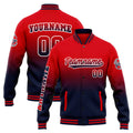 Chaqueta universitaria personalizada estilo Letterman para hombres-mujeres y jóvenes-color azul marino y rojo
