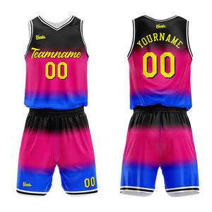 Uniforme de baloncesto rosa fucsia con degradado personalizado-estampado con tu logotipo-nombre y número