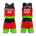 Uniforme de baloncesto personalizado con degradado rojo impreso con tu logotipo-nombre y número