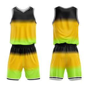 Uniforme de baloncesto personalizado con degradado amarillo impreso con tu logotipo-nombre y número
