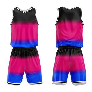 Uniforme de baloncesto rosa fucsia con degradado personalizado-estampado con tu logotipo-nombre y número
