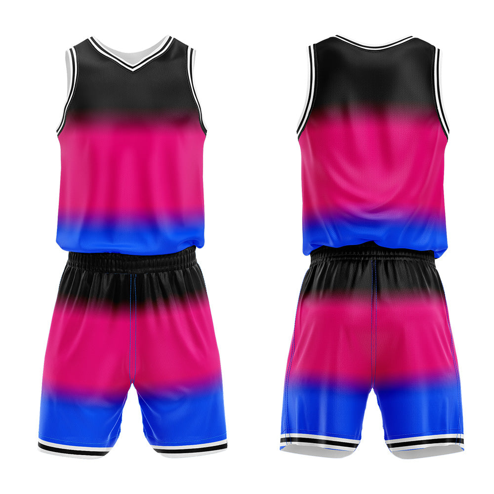 Uniforme de baloncesto rosa fucsia con degradado personalizado-estampado con tu logotipo-nombre y número