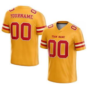 customized authentic football jersey yellow  red- white mesh