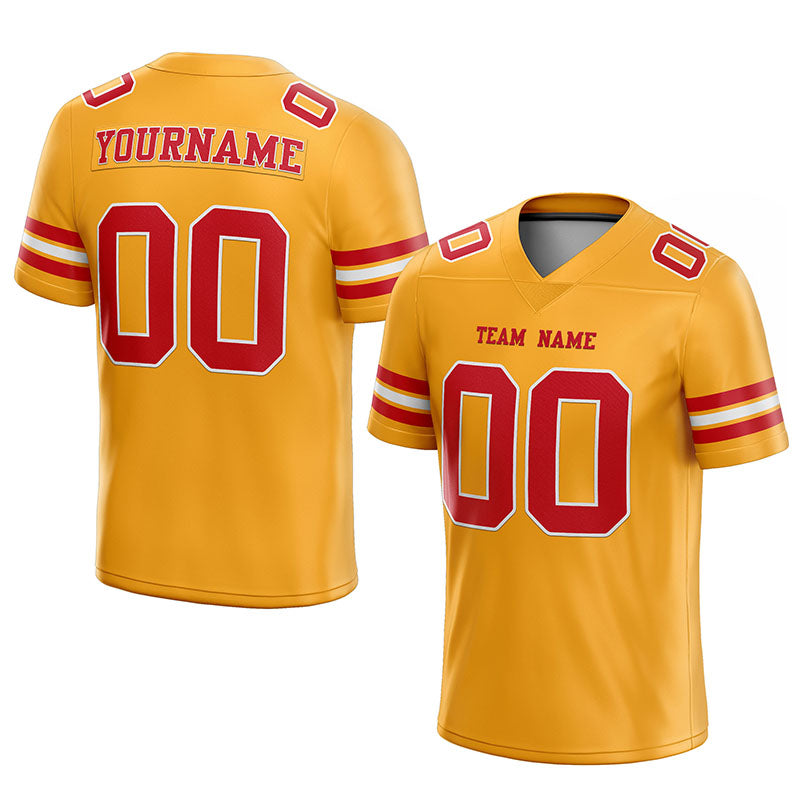 customized authentic football jersey yellow  red- white mesh
