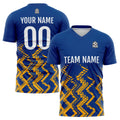Conjunto personalizado de camiseta de fútbol azul y naranja para niños y adultos