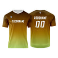 Conjunto personalizado de camiseta de uniforme marrón & amarillo y verde para niños y adultos