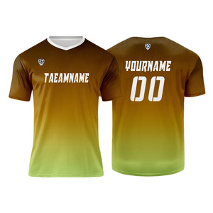 Conjunto personalizado de camiseta de uniforme marrón & amarillo y verde para niños y adultos