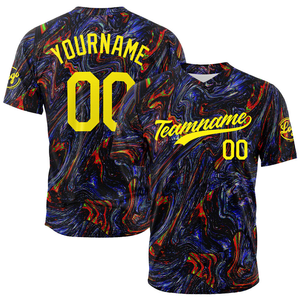 Dise?o personalizado de camiseta de béisbol con estampado completo - Negro fluido