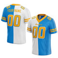 custom authentic split fashion football jersey light blue-white-yellow mesh