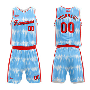 Uniforme de baloncesto personalizado Acoustic Wave azul claro con tu logotipo-nombre y número impresos