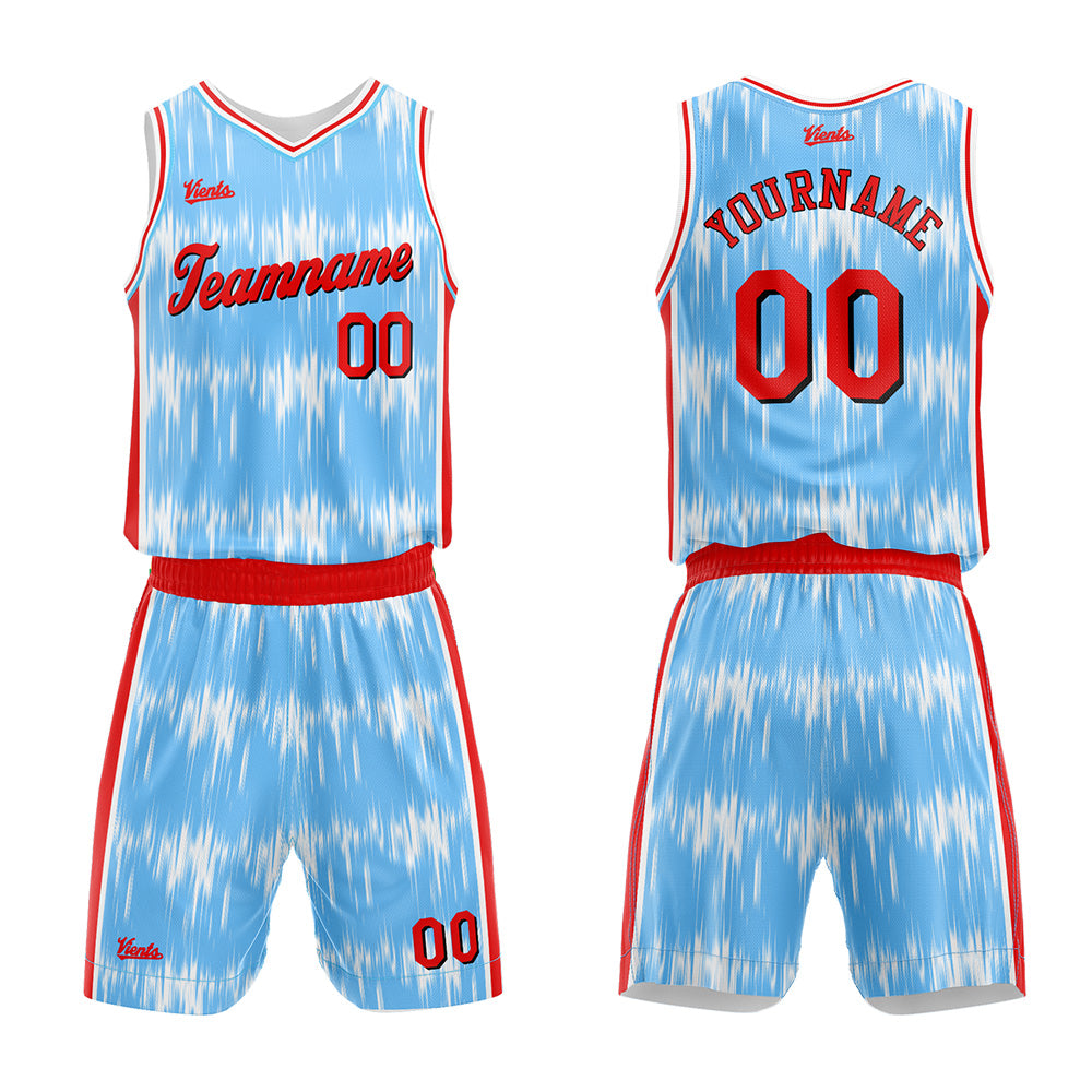 Uniforme de baloncesto personalizado Acoustic Wave azul claro con tu logotipo-nombre y número impresos