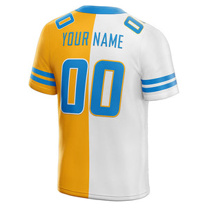 custom authentic split fashion football jersey light blue-white-yellow mesh