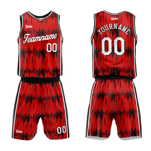 Uniforme de baloncesto personalizado Acoustic Wave rojo con tu logotipo-nombre y número impresos