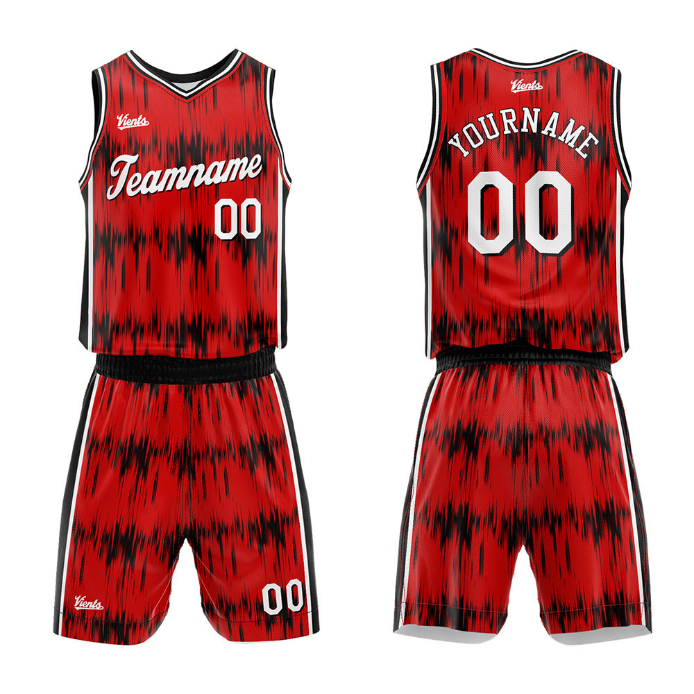 Uniforme de baloncesto personalizado Acoustic Wave rojo con tu logotipo-nombre y número impresos