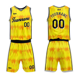 Uniforme de baloncesto personalizado Acoustic Wave amarillo con tu logotipo-nombre y número impresos