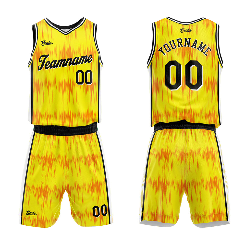 Uniforme de baloncesto personalizado Acoustic Wave amarillo con tu logotipo-nombre y número impresos