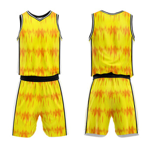 Uniforme de baloncesto personalizado Acoustic Wave amarillo con tu logotipo-nombre y número impresos