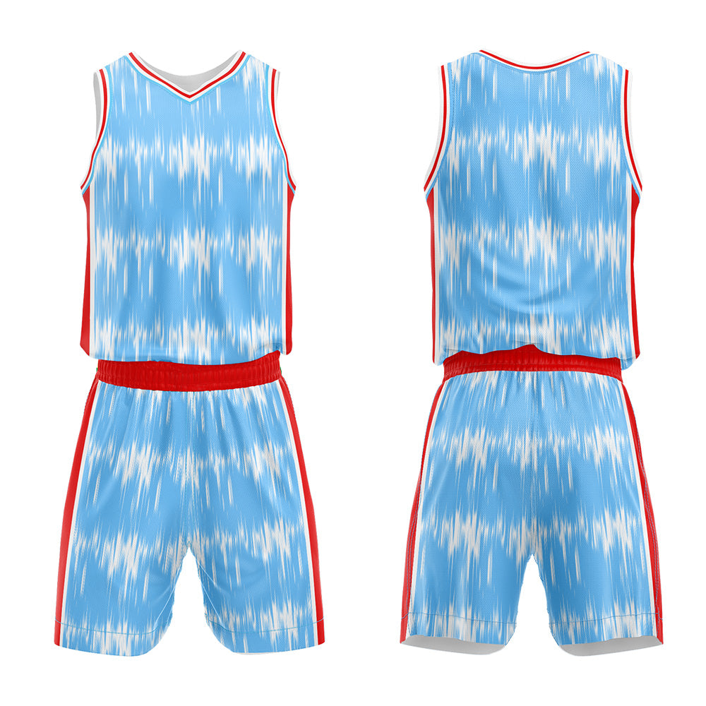 Uniforme de baloncesto personalizado Acoustic Wave azul claro con tu logotipo-nombre y número impresos