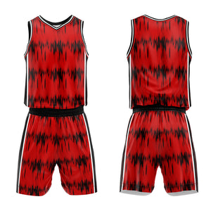 Uniforme de baloncesto personalizado Acoustic Wave rojo con tu logotipo-nombre y número impresos