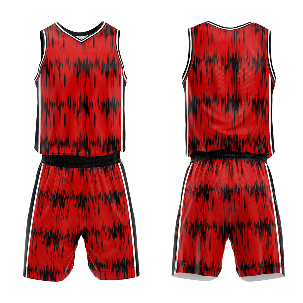 Uniforme de baloncesto personalizado Acoustic Wave rojo con tu logotipo-nombre y número impresos