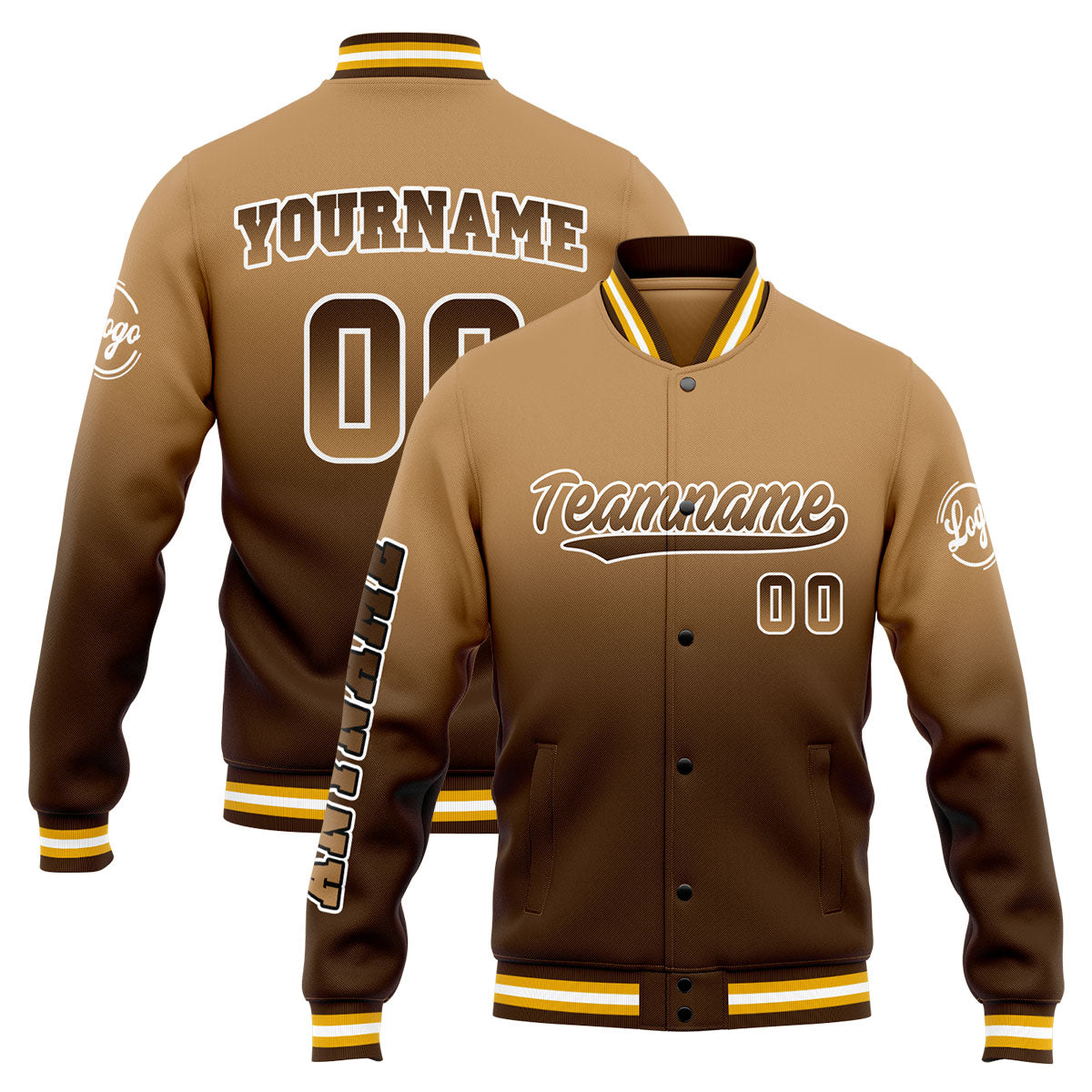 Chaqueta universitaria personalizada estilo Letterman para hombres-mujeres y jóvenes-color marrón