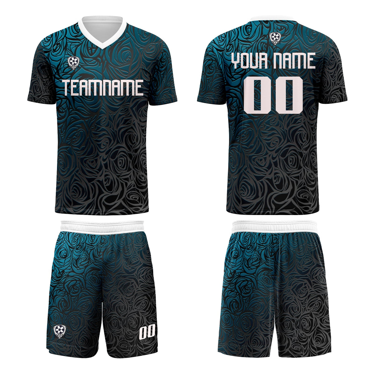Conjunto personalizado de camiseta de uniforme azul y plateado para niños y adultos
