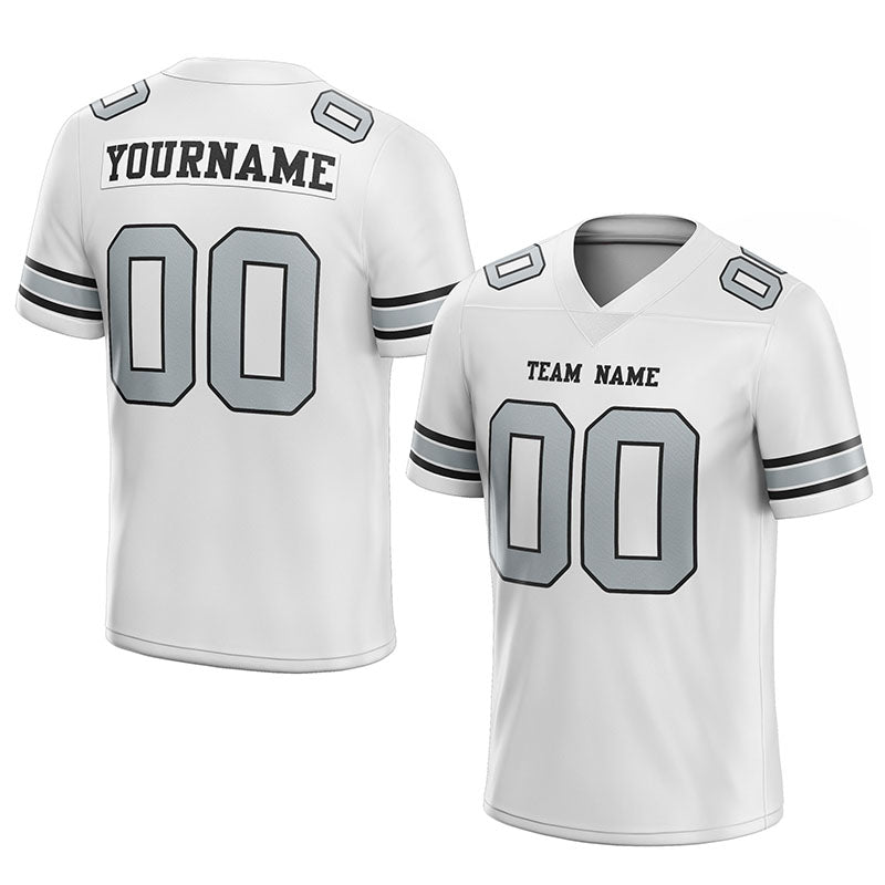 customized authentic football jersey black gray-white mesh