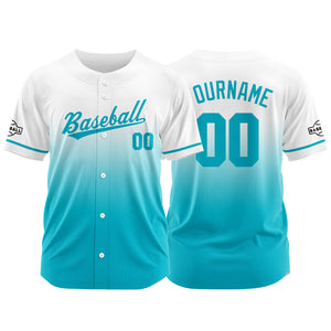 Camiseta de béisbol azul con dise?o personalizado estampado a todo color
