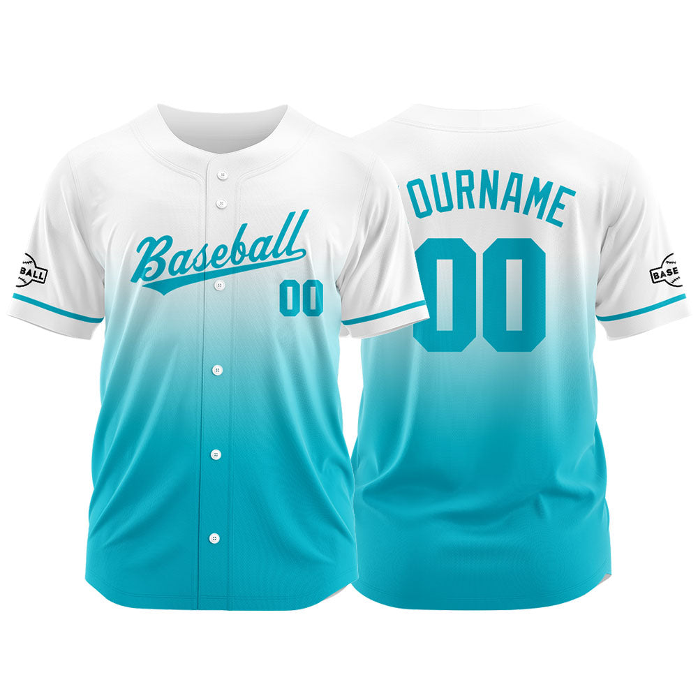 Camiseta de béisbol azul con dise?o personalizado estampado a todo color