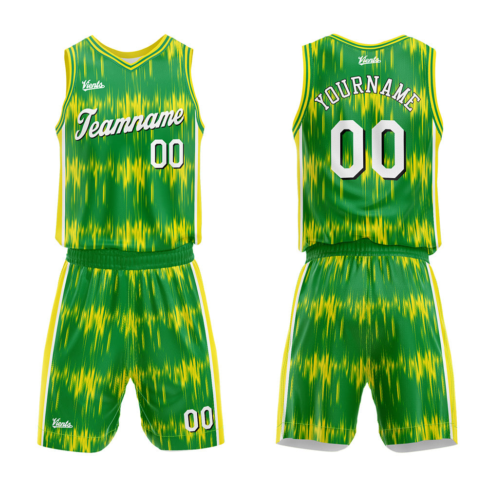 Uniforme de baloncesto personalizado Acoustic Wave Green con tu logotipo-nombre y número impresos
