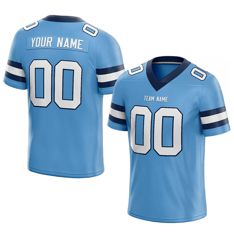 customized  authentic football jersey light blue-white-navy