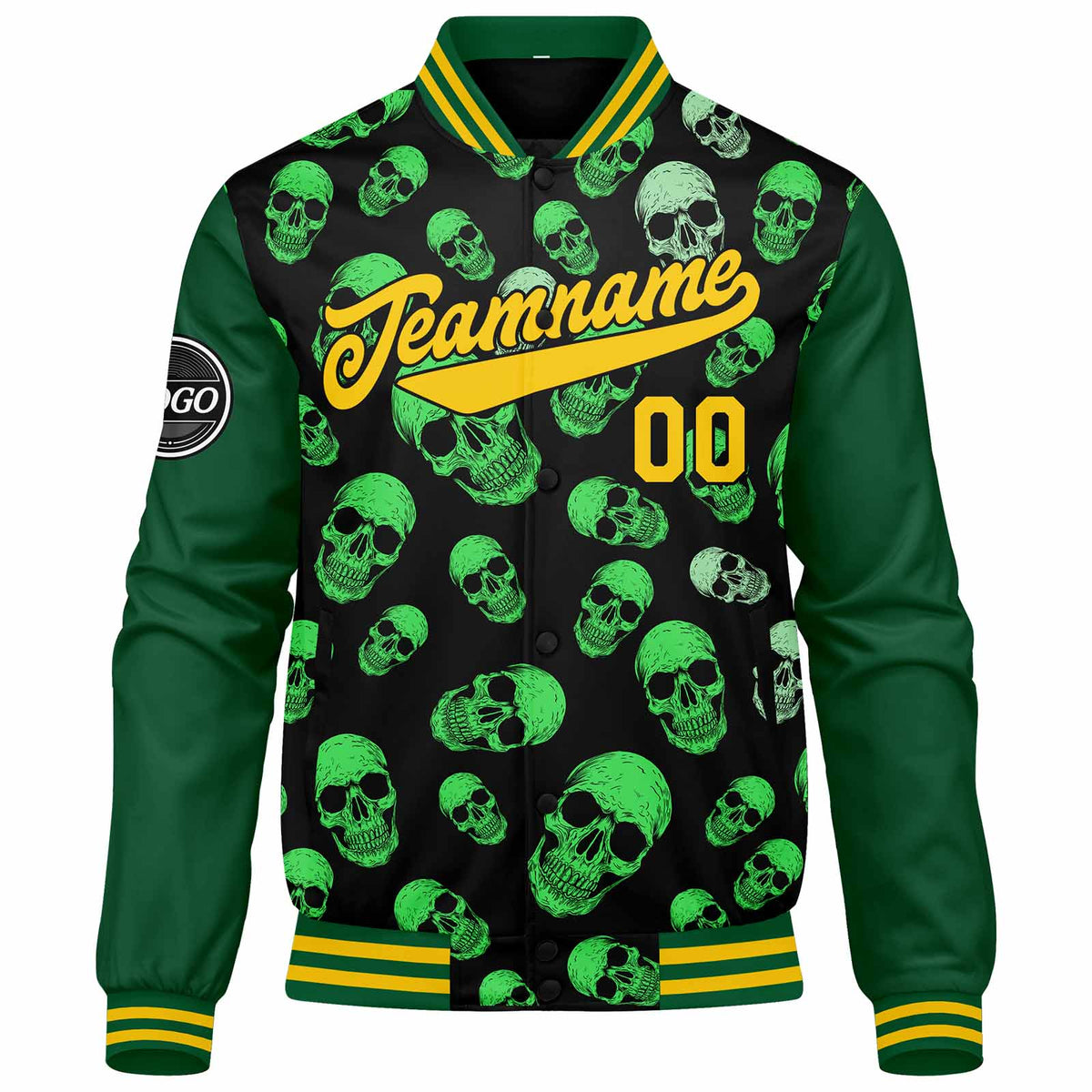 Chaqueta universitaria personalizada estilo Letterman para hombres-mujeres y jóvenes-color verde