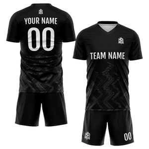 Conjunto personalizado de camiseta de fútbol negra y gris para niños y adultos