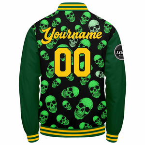 Chaqueta universitaria personalizada estilo Letterman para hombres-mujeres y jóvenes-color verde