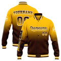 Chaqueta universitaria personalizada estilo Letterman para hombres-mujeres y jóvenes-color amarillo y marrón
