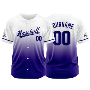 Camiseta de béisbol morada con dise?o personalizado estampado completo