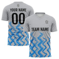 Conjunto personalizado de camiseta de uniforme gris y azul para niños y adultos