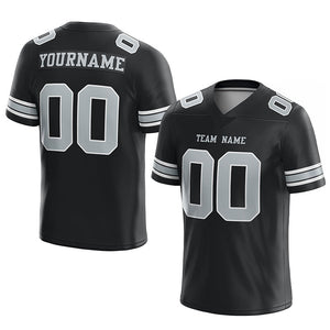 customized authentic football jersey black gray-white mesh