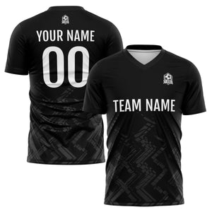 Conjunto personalizado de camiseta de fútbol negra y gris para niños y adultos