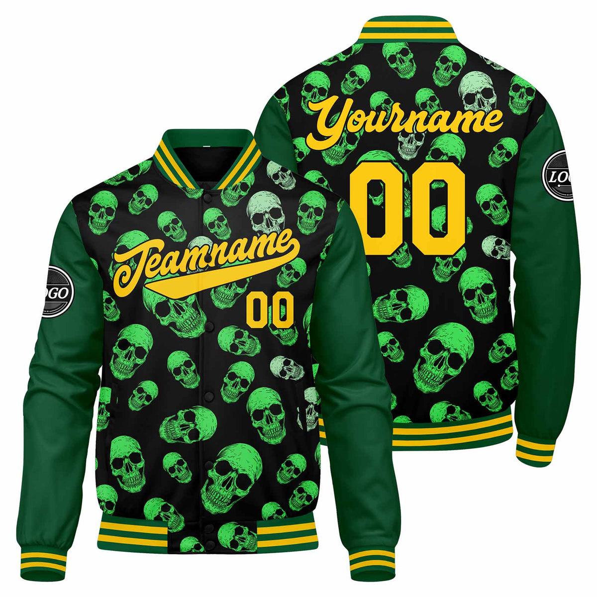 Chaqueta universitaria personalizada estilo Letterman para hombres-mujeres y jóvenes-color verde