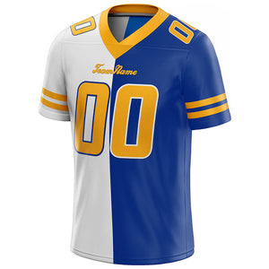 custom authentic split fashion football jersey royal-white-yellow mesh