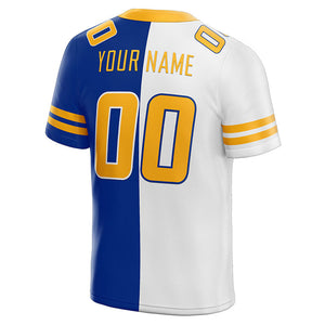 custom authentic split fashion football jersey royal-white-yellow mesh