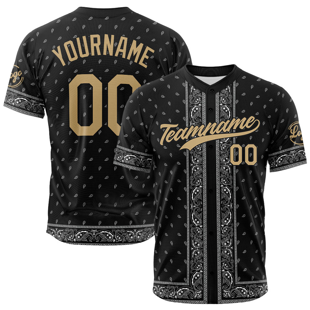 Pa?uelo de béisbol con dise?o personalizado estampado a todo color - Negro