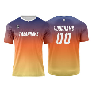 Conjunto personalizado de camiseta de uniforme azul & naranja y amarillo para niños y adultos