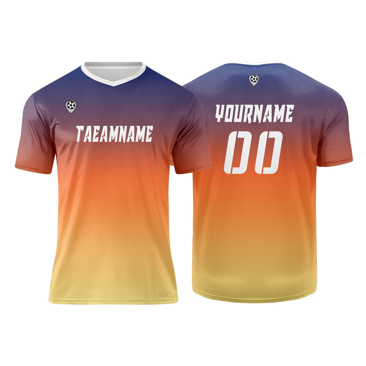 Conjunto personalizado de camiseta de uniforme azul & naranja y amarillo para niños y adultos