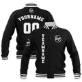 Chaquetas universitarias impermeables personalizadas en blanco y negro con nombre-número y logotipo bordados a medida