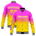 Chaqueta universitaria personalizada estilo Letterman para hombres-mujeres y jóvenes-color rosa y amarillo