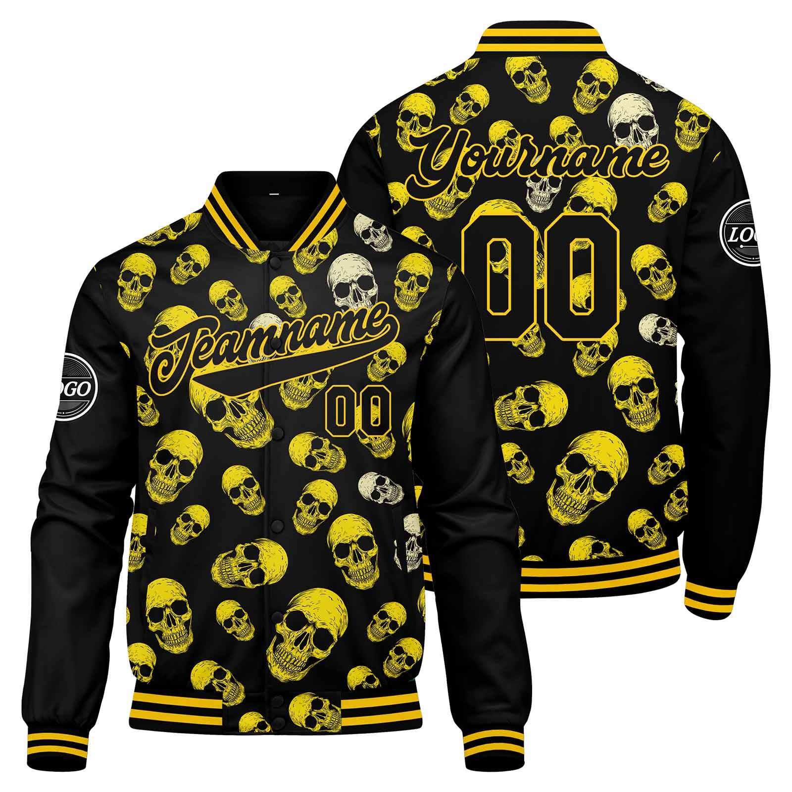Chaqueta universitaria personalizada estilo Letterman para hombres-mujeres y jóvenes-color amarillo